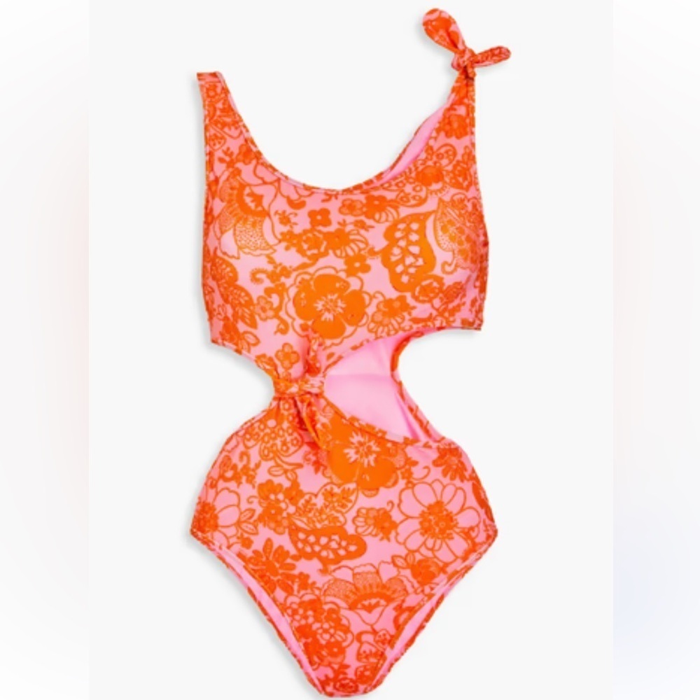 SANDRO Cutout printed terry swimsuit US 10